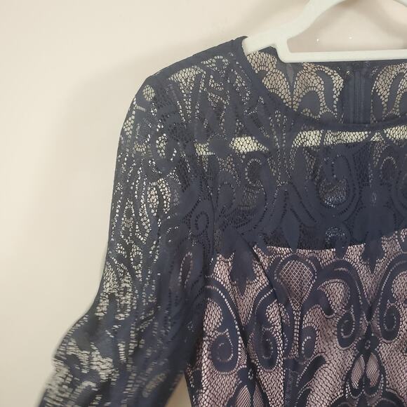 Adrianna Papell Black Lace Sheath Dress Women's Size 6 - Picture 4 of 12